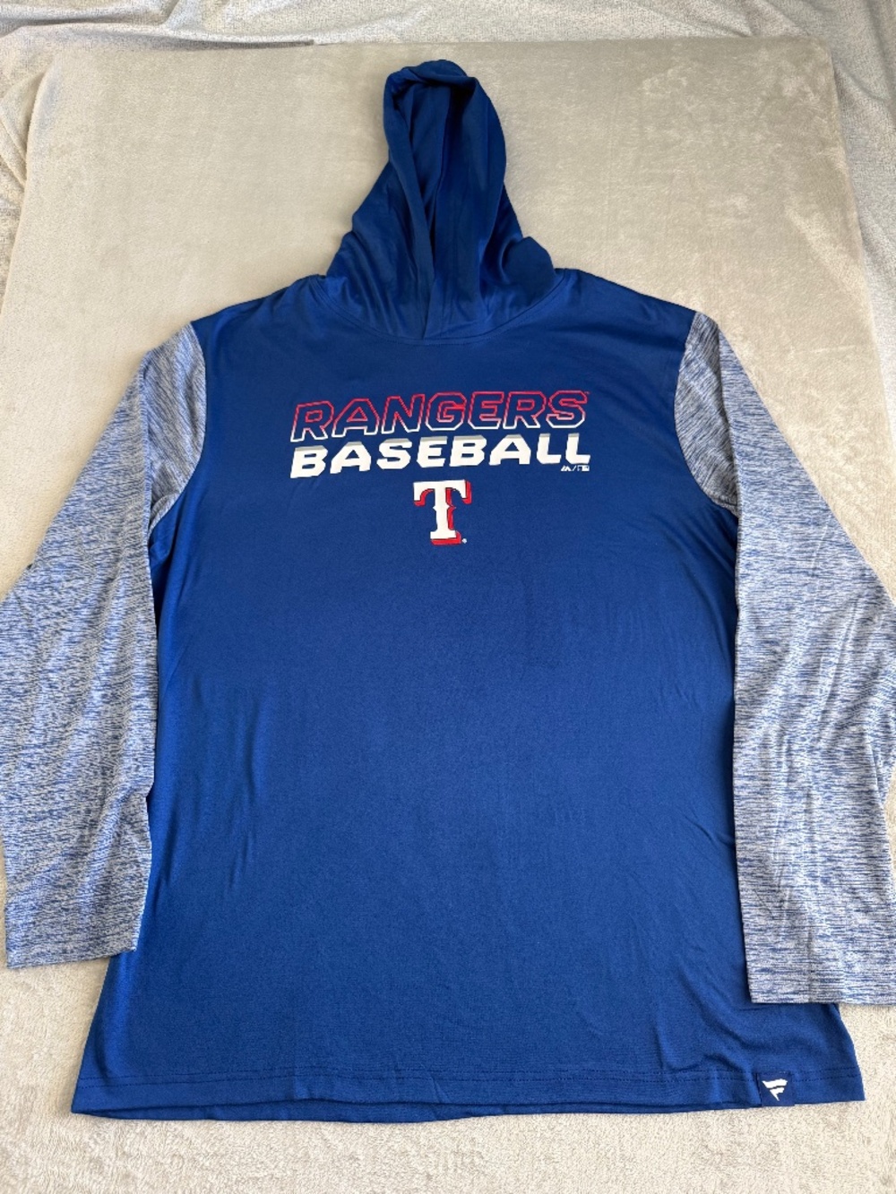 Majestic MLB Fanatics Texas Rangers Long Sleeve Hooded Shirt Mens X-Large NWT